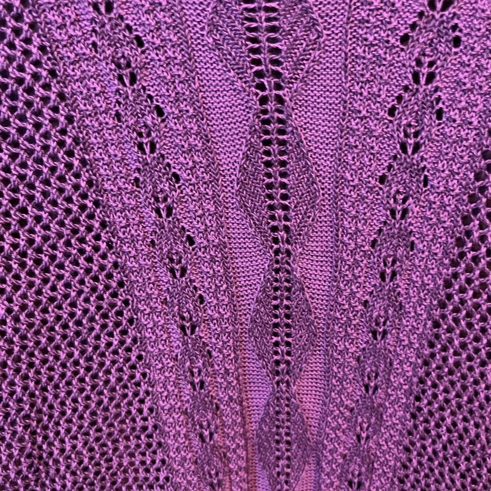 Lucky Brand Magenta Purple Cotton Blend Fishnet Open Weave Soft Knit Sweater